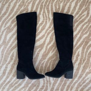 BP thigh high black suede boots